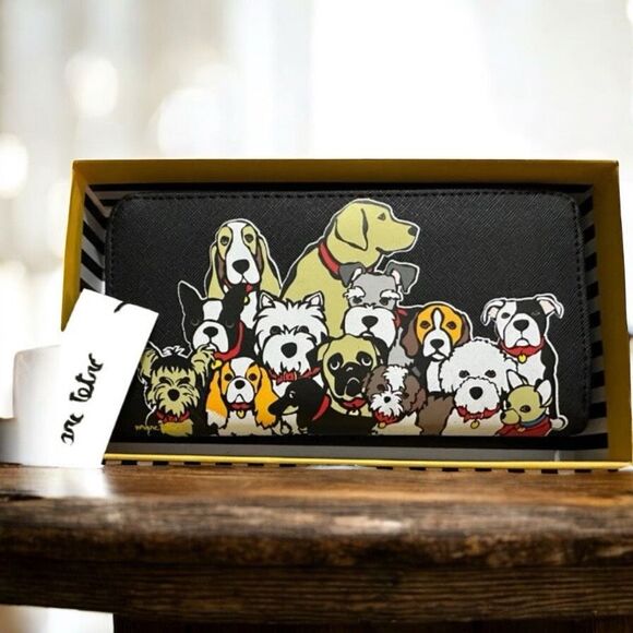 NEW! Marc Tetro Dog Group Large Black Zip Around Wallet NWT - Picture 1 of 6